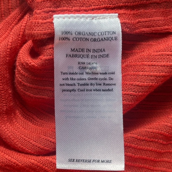 Faherty Coral Long Sleeve 100% Organic Cotton Flowy Spring Top Size M Summer - Picture 6 of 8